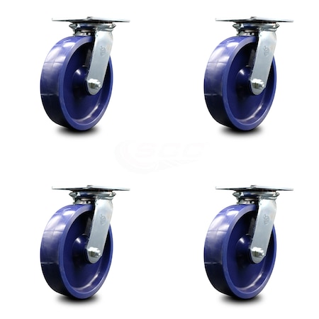 Service Caster 8 Inch Heavy Duty Solid Poly Caster Set with Ball Bearings SCC, 4PK SCC-35S820-SPUB-4